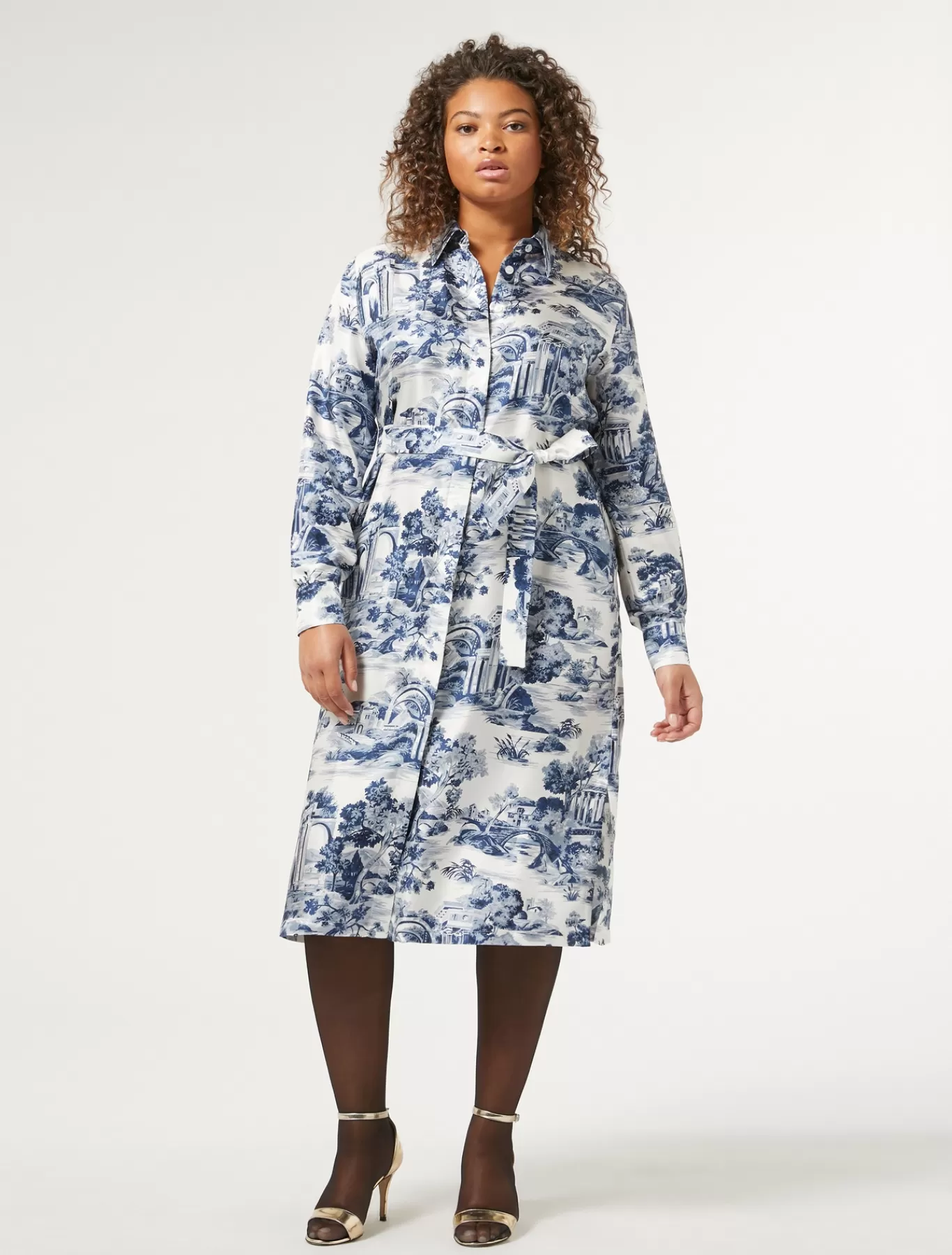 Marina Rinaldi Robes | Robes>Robe-chemise en sergé BLANCBLEU