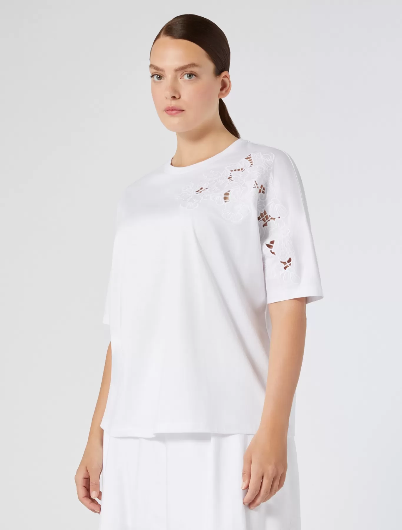 Marina Rinaldi Hauts & T-shirts | Hauts & T-shirt>T-shirt brodé en jersey BLANCNEUTRE