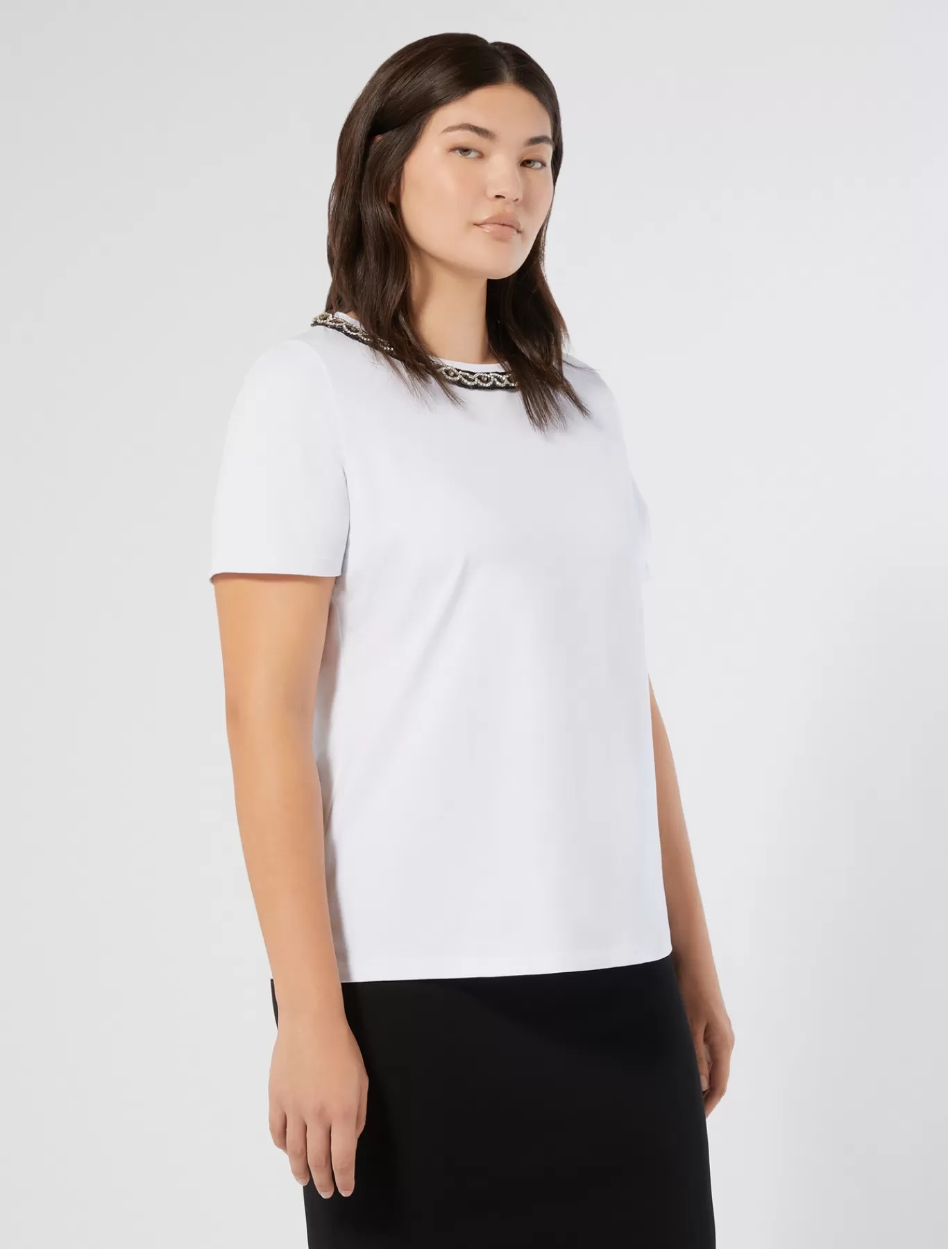 Marina Rinaldi Hauts & T-shirts | Hauts & T-shirt>T-shirt brodé en jersey BLANCNEUTRE