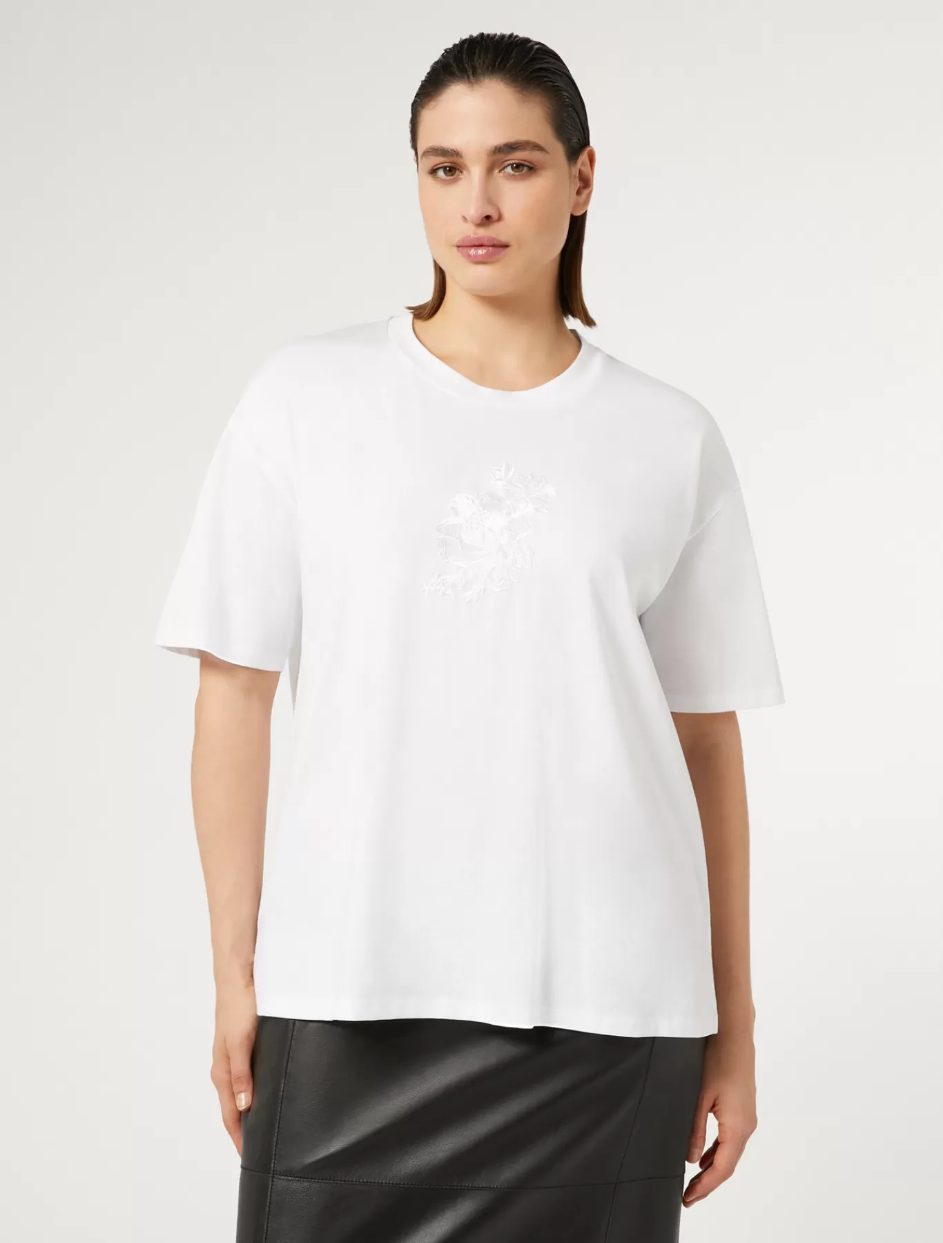 Marina Rinaldi Hauts & T-shirts | Hauts & T-shirt>T-shirt brodé en jersey BLANCNEUTRE