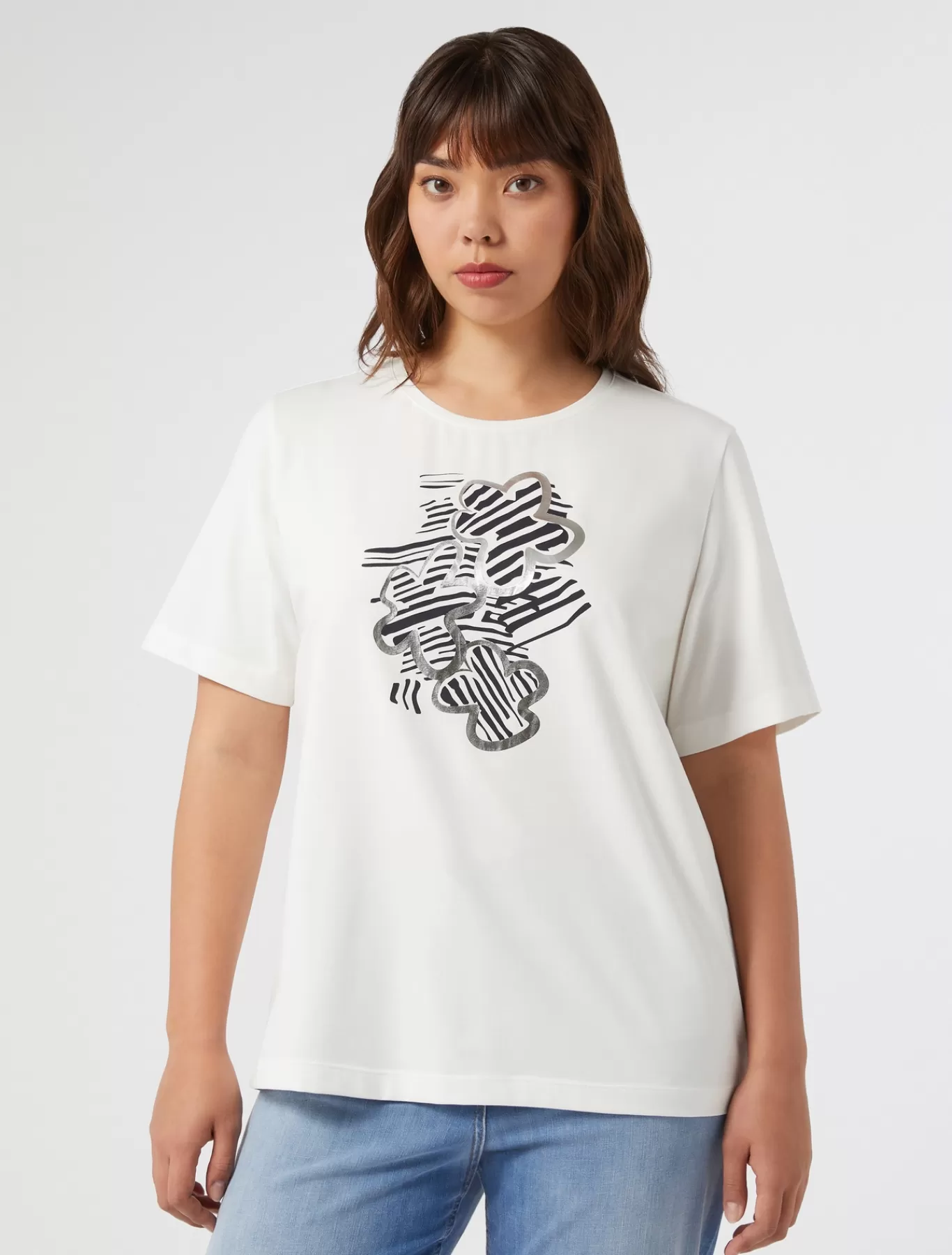 Marina Rinaldi Hauts & T-shirts | Hauts & T-shirt>T-shirt brodé en jersey BLANC