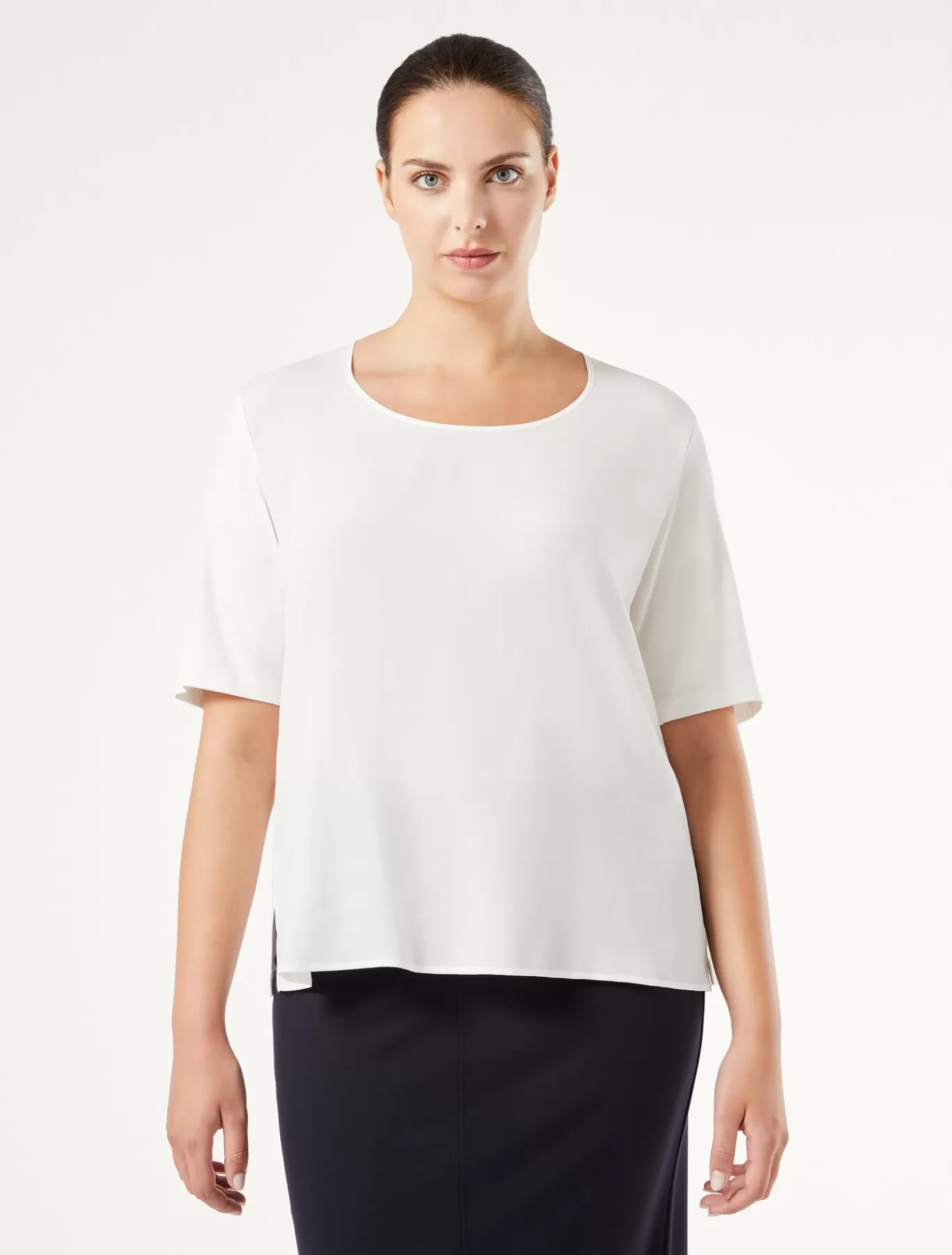 Marina Rinaldi Hauts & T-shirts | Hauts & T-shirt>T-shirt en jersey, acétate et soie BLANC