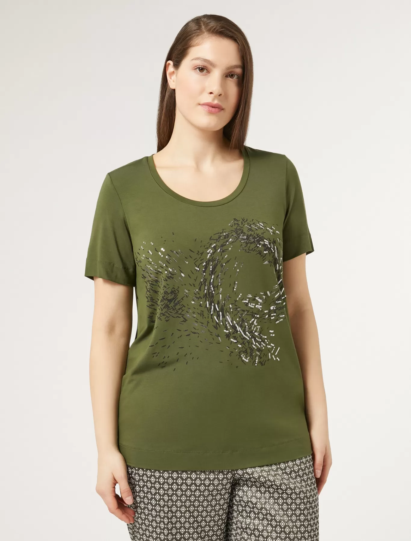 Marina Rinaldi Hauts & T-shirts | Hauts & T-shirt>T-shirt en jersey avec broderies VERT