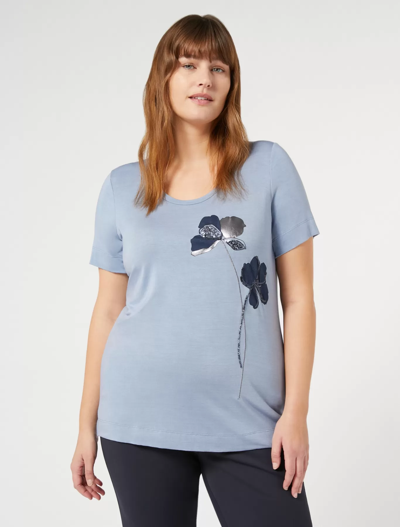 Marina Rinaldi Hauts & T-shirts | Hauts & T-shirt>T-shirt en jersey avec broderies AZURE