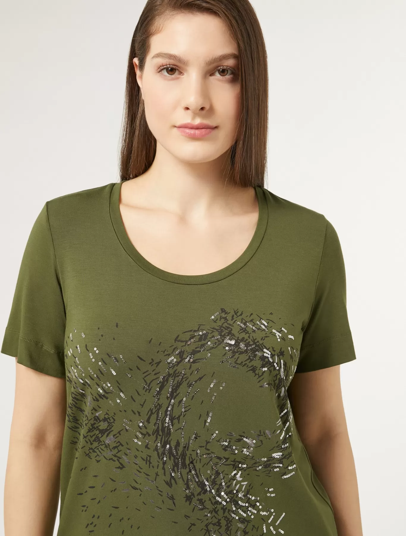 Marina Rinaldi Hauts & T-shirts | Hauts & T-shirt>T-shirt en jersey avec broderies VERT