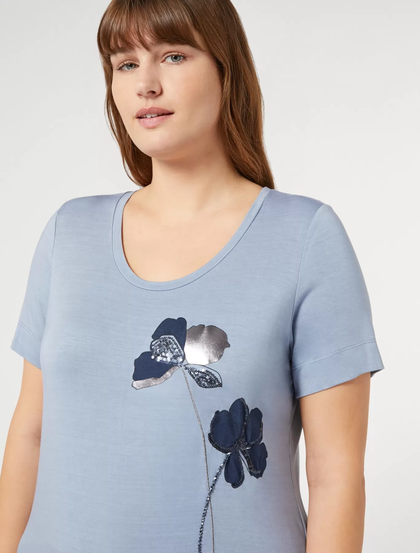 Marina Rinaldi Hauts & T-shirts | Hauts & T-shirt>T-shirt en jersey avec broderies AZURE