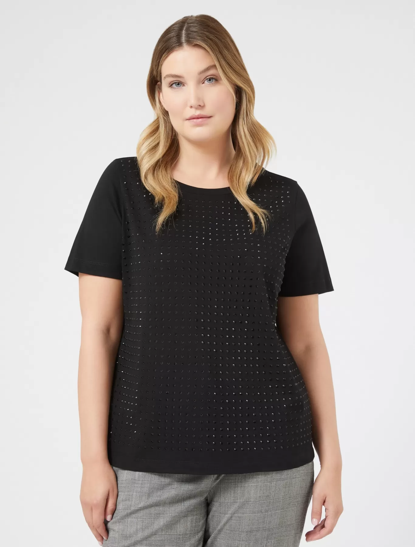 Marina Rinaldi Hauts & T-shirts | Hauts & T-shirt>T-shirt en jersey avec strass NOIR