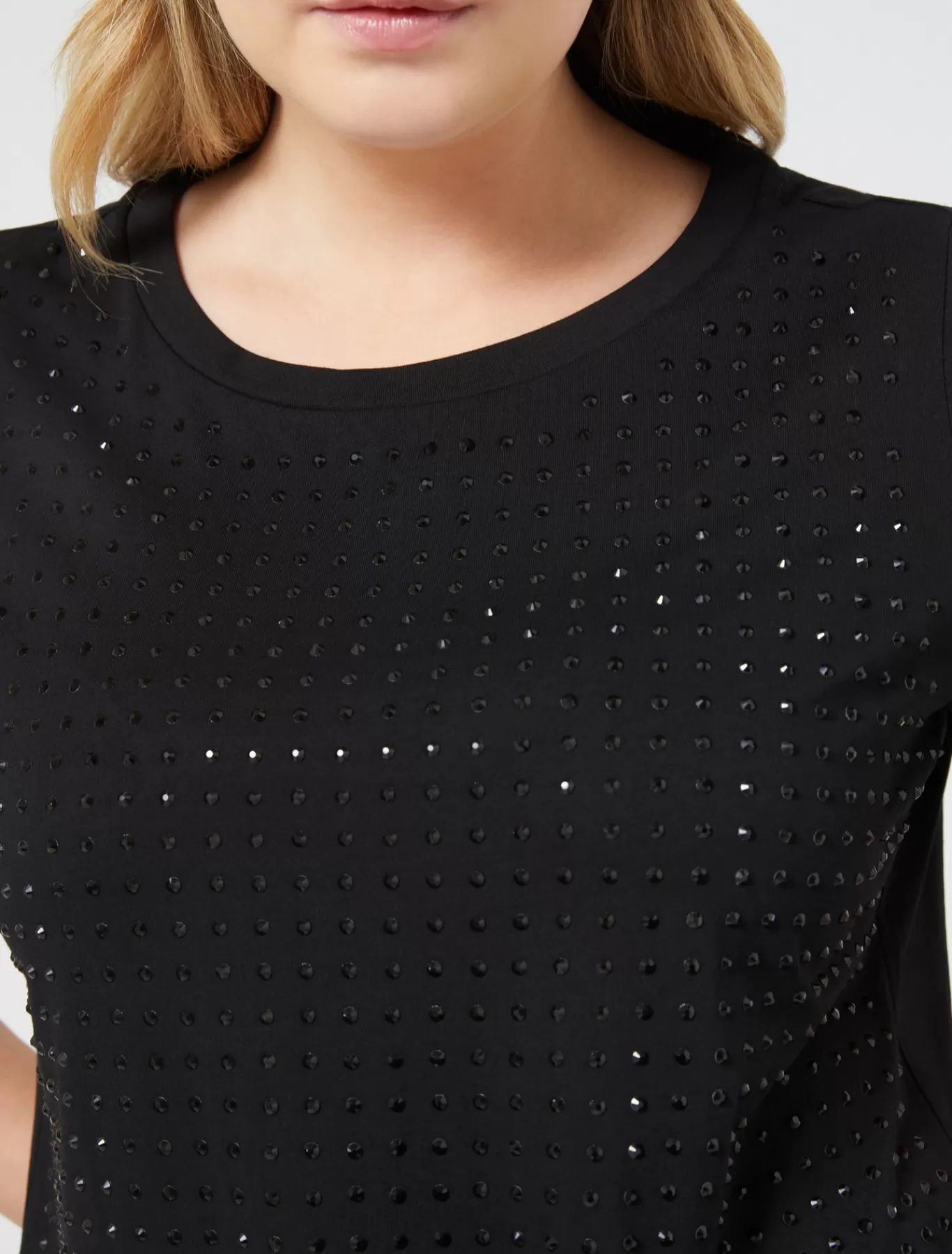 Marina Rinaldi Hauts & T-shirts | Hauts & T-shirt>T-shirt en jersey avec strass NOIR