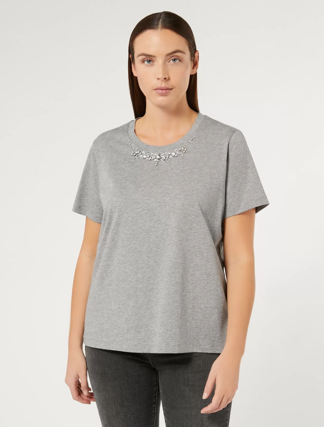 Marina Rinaldi Hauts & T-shirts | Hauts & T-shirt>T-shirt en jersey de coton GRISCLAIR