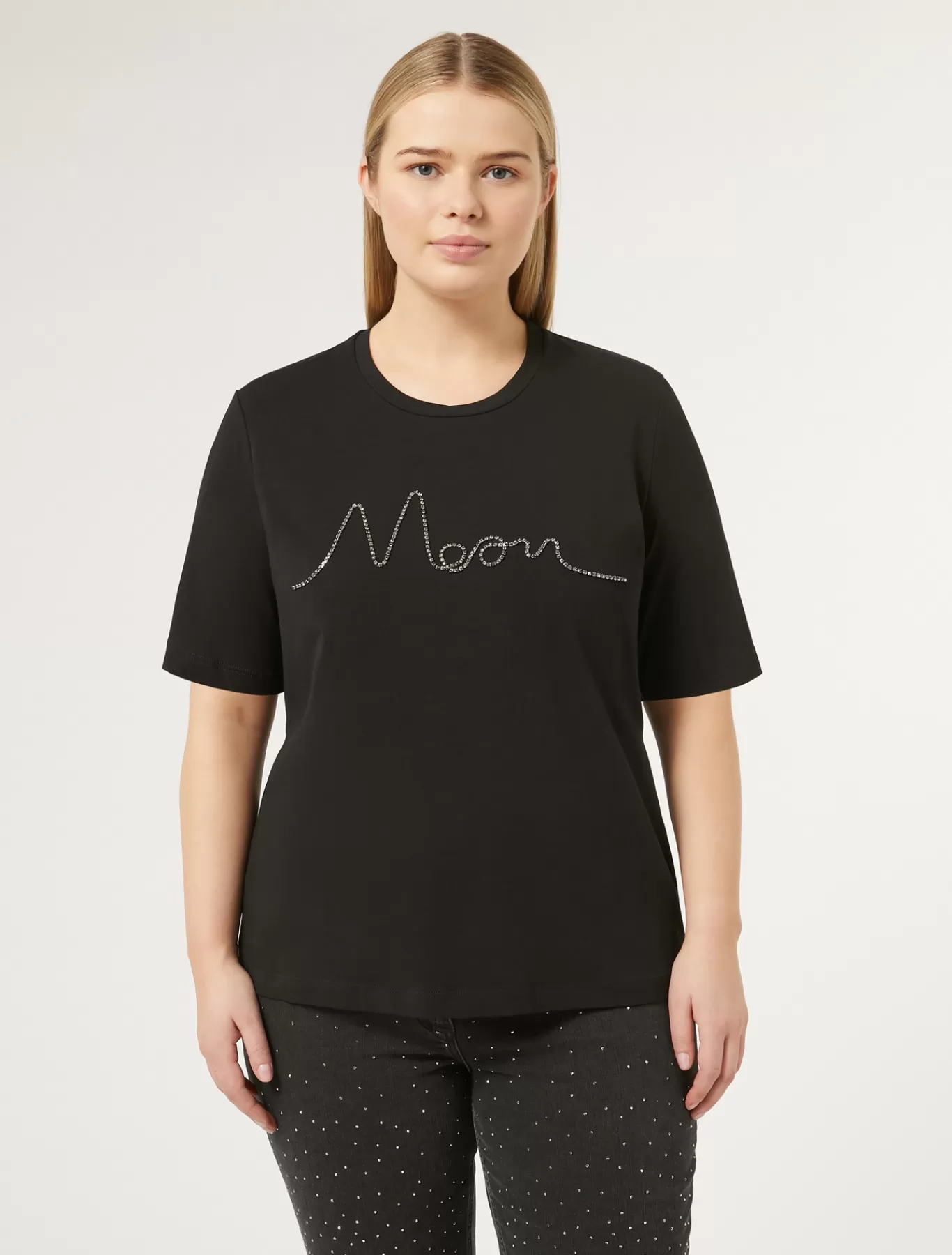 Marina Rinaldi Hauts & T-shirts | Hauts & T-shirt>T-shirt en jersey de coton stretch NOIR