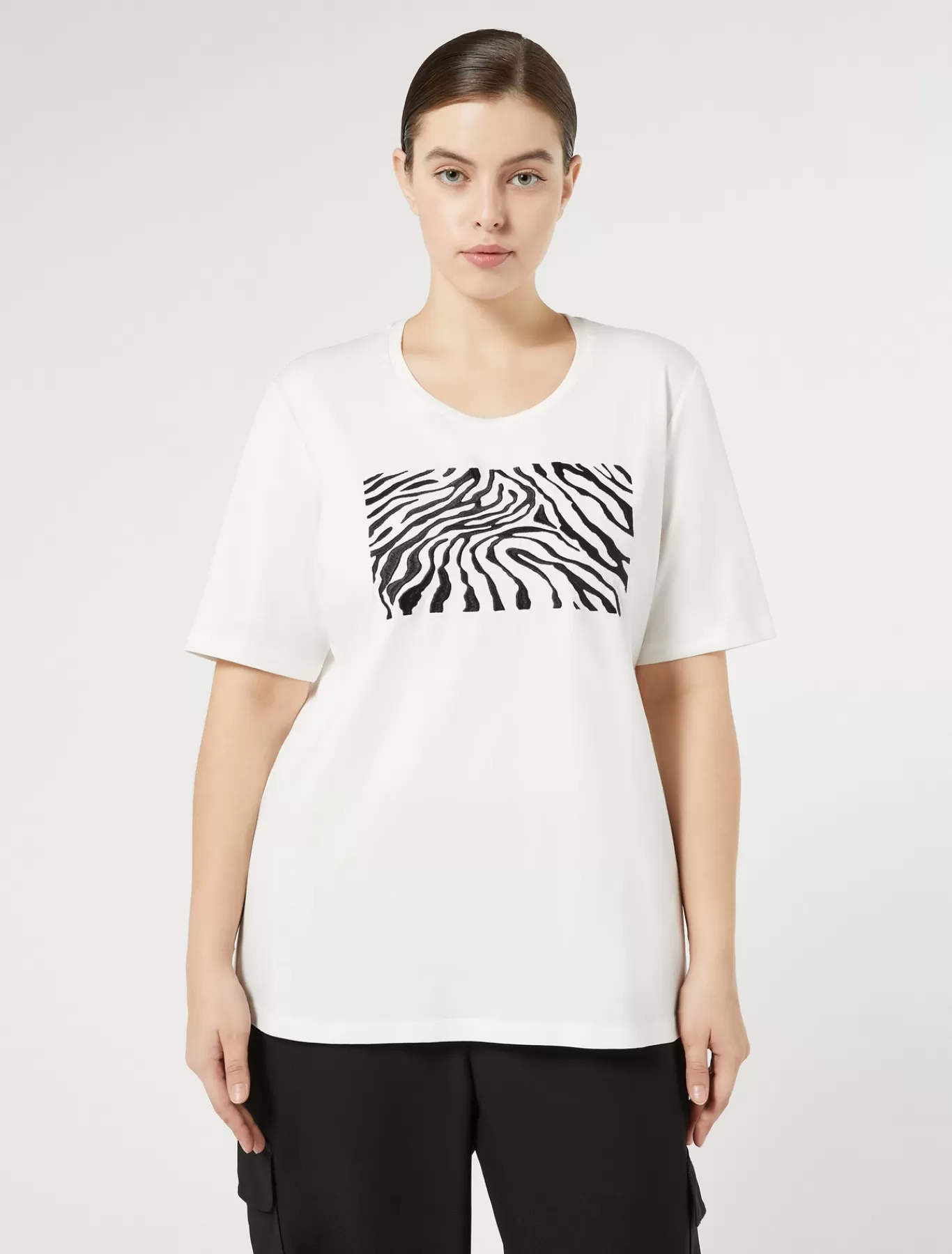 Marina Rinaldi Hauts & T-shirts | Hauts & T-shirt>T-shirt en jersey de coton stretch BLANC