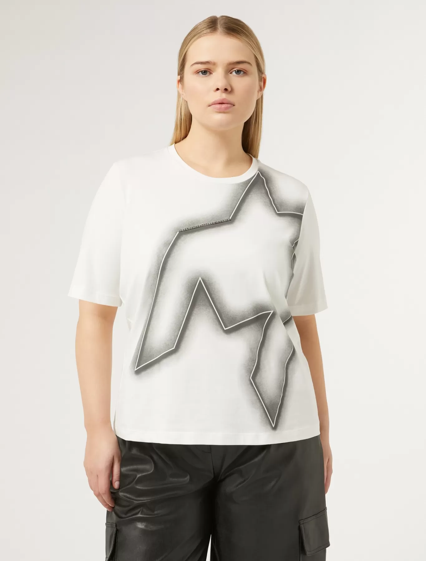 Marina Rinaldi Hauts & T-shirts | Hauts & T-shirt>T-shirt en jersey de coton stretch BLANC