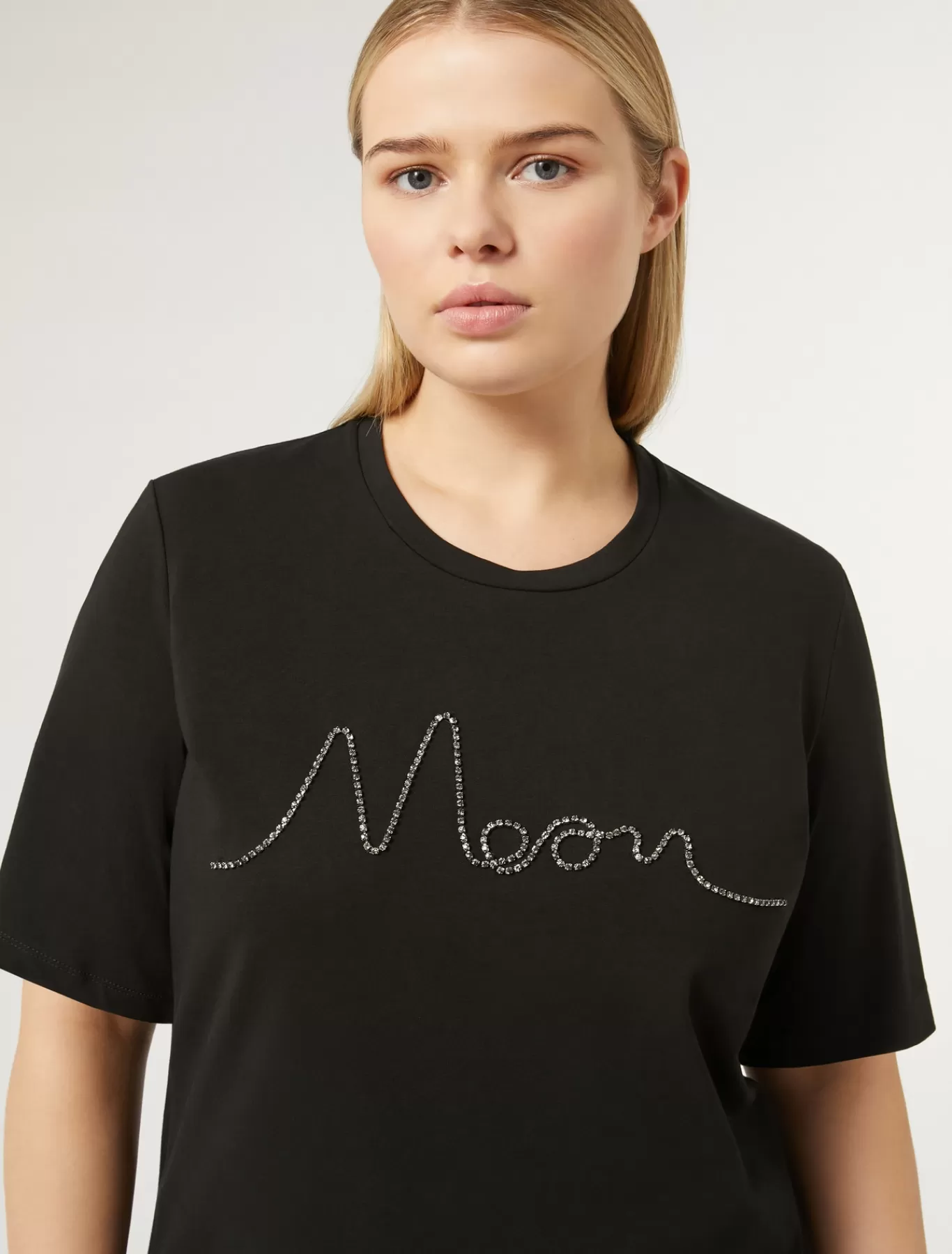 Marina Rinaldi Hauts & T-shirts | Hauts & T-shirt>T-shirt en jersey de coton stretch NOIR