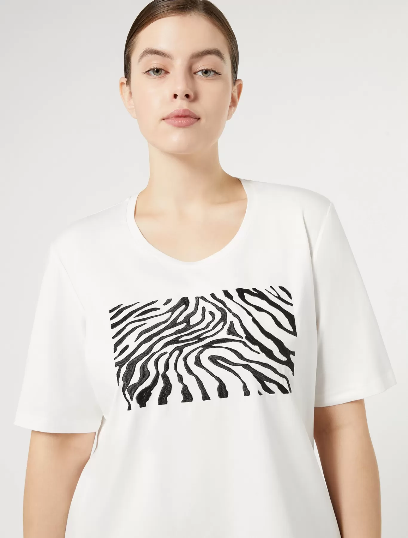 Marina Rinaldi Hauts & T-shirts | Hauts & T-shirt>T-shirt en jersey de coton stretch BLANC