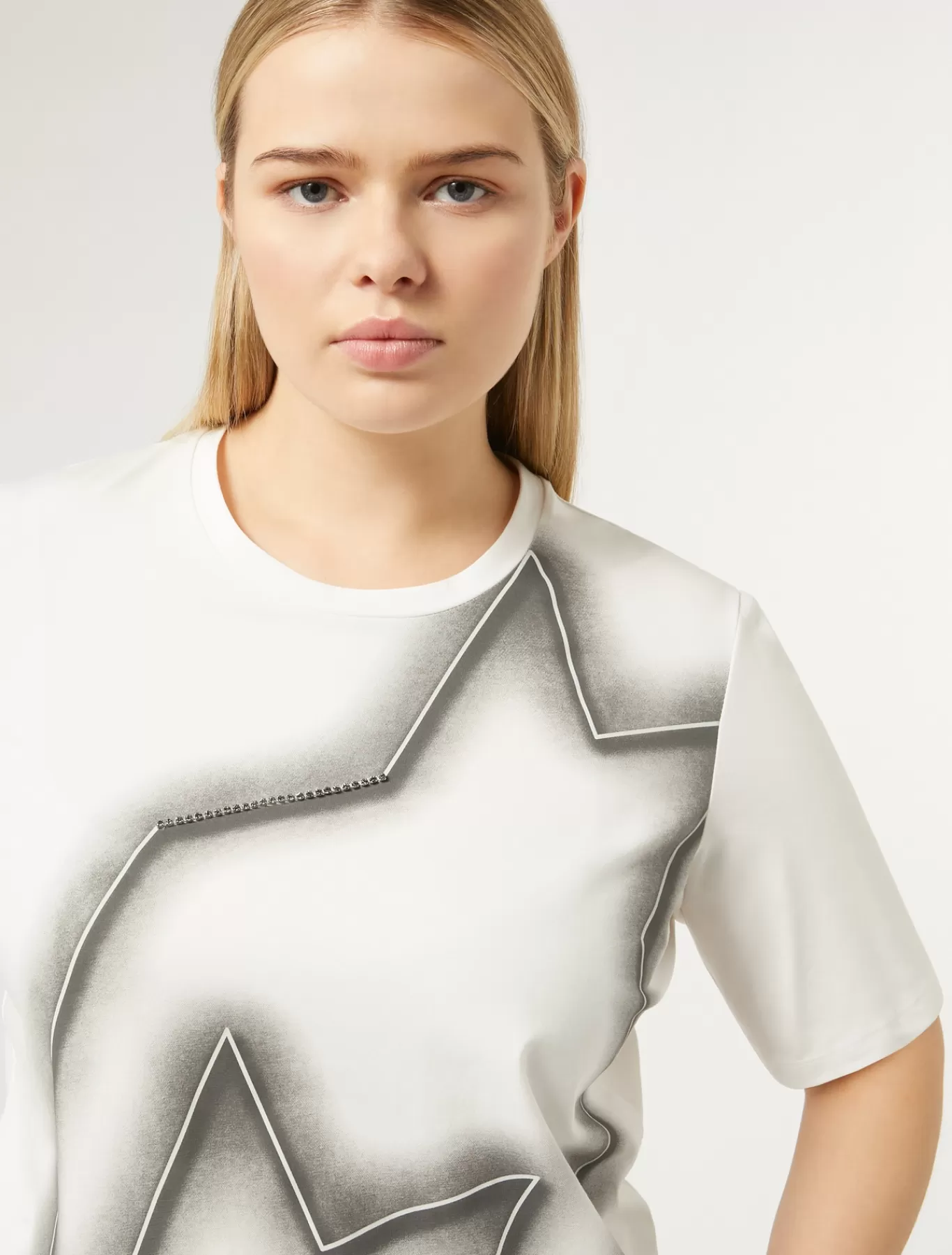 Marina Rinaldi Hauts & T-shirts | Hauts & T-shirt>T-shirt en jersey de coton stretch BLANC