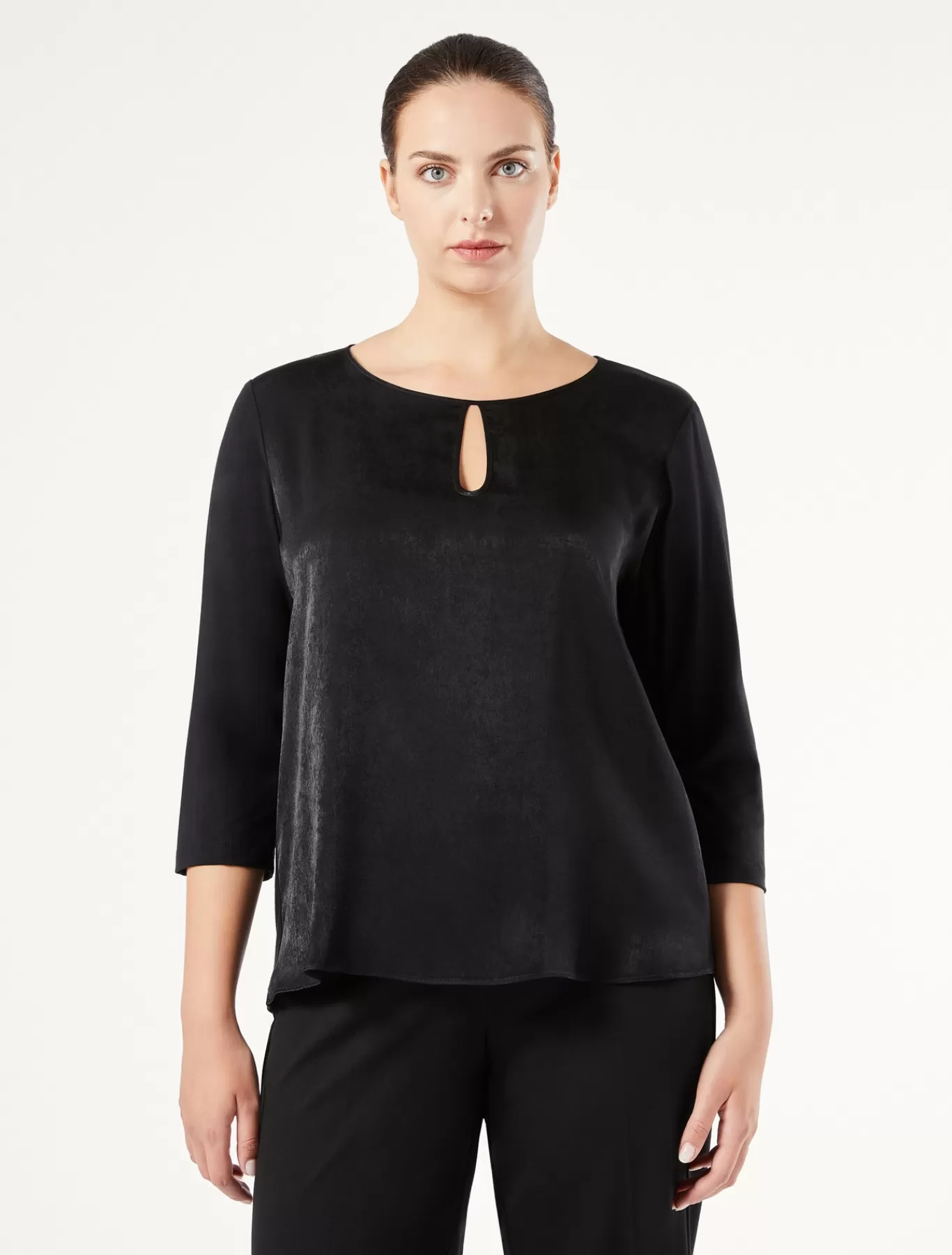 Marina Rinaldi Hauts & T-shirts | Hauts & T-shirt>T-shirt en jersey de viscose et satin NOIR