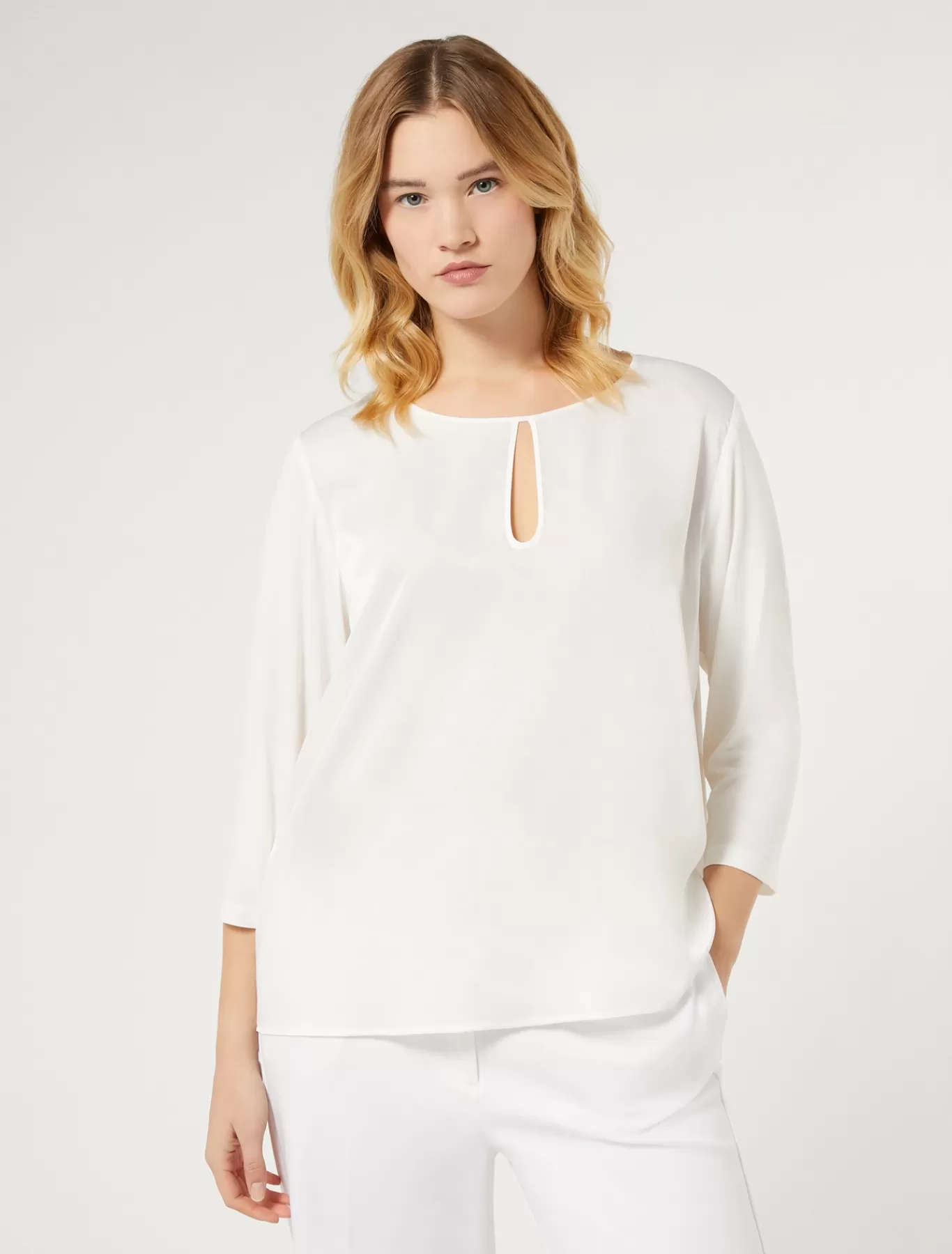 Marina Rinaldi Hauts & T-shirts | Hauts & T-shirt>T-shirt en jersey de viscose et satin BLANC