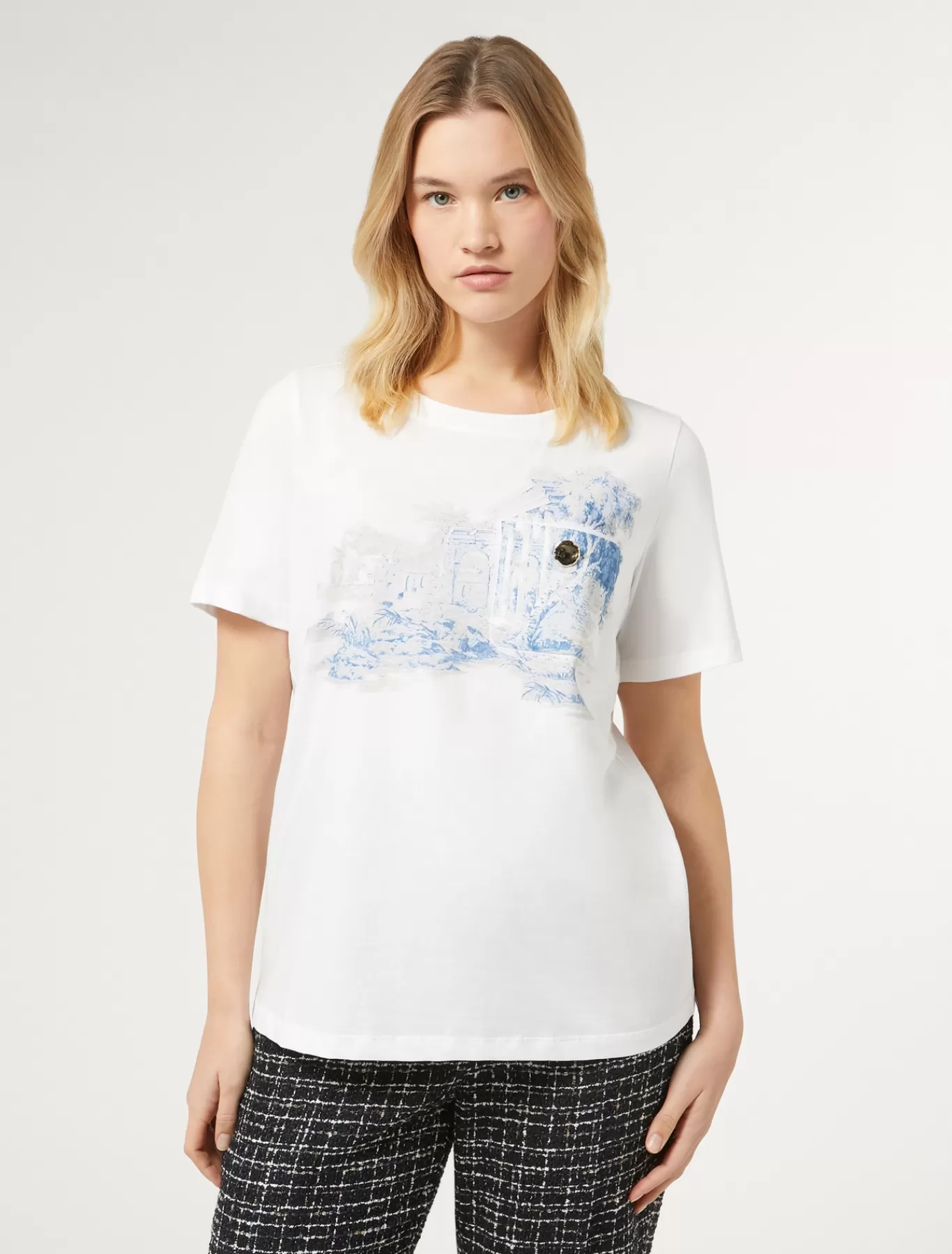 Marina Rinaldi Hauts & T-shirts | Hauts & T-shirt>T-shirt en jersey imprimé BLANCNEUTRE