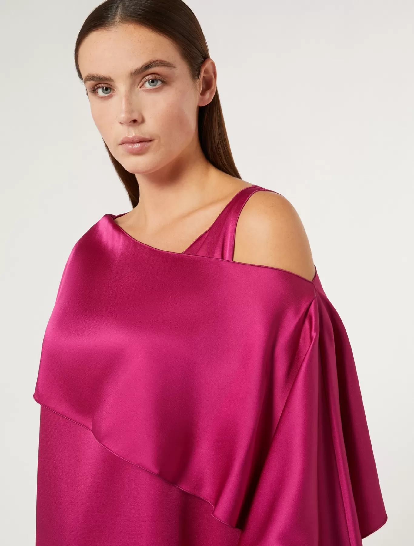 Marina Rinaldi Chemisiers | Collection Elegante>Tunique en crêpe envers satin FRAMBOISE