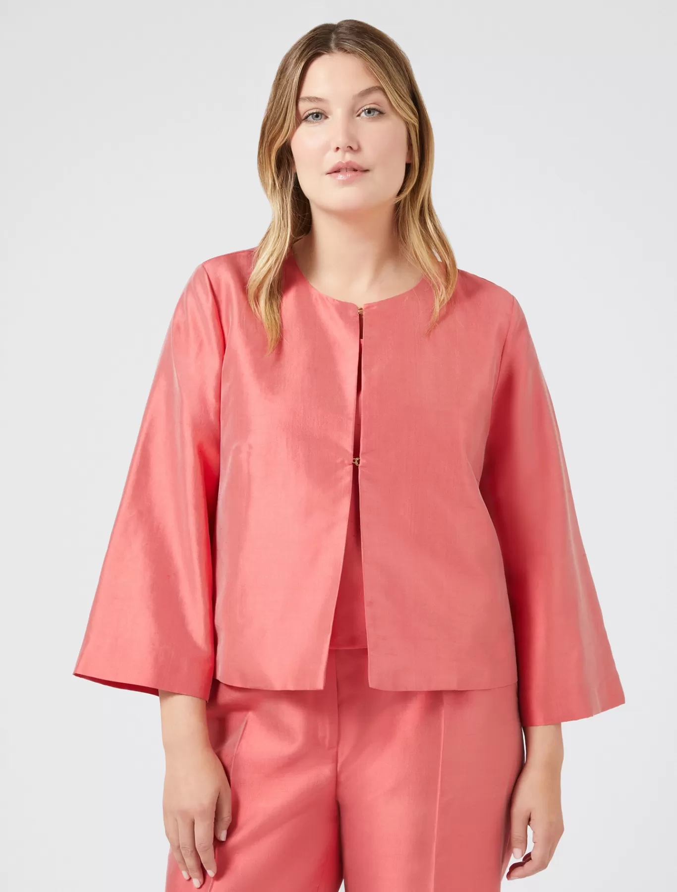 Marina Rinaldi Chemisiers | Tuniques, Chemisiers & Blouse>Tunique en shantung de soie ROUGE