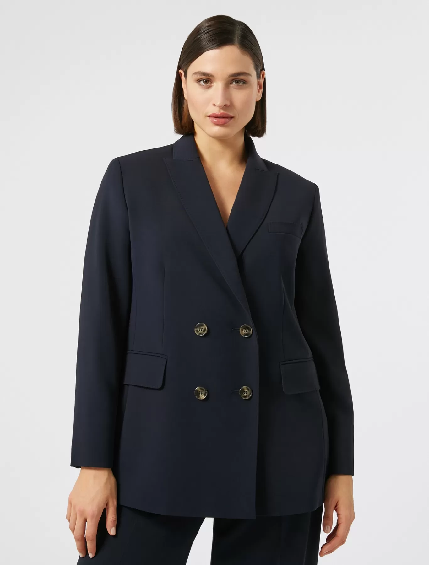 Marina Rinaldi Vestes & Blazers | Vestes & Blazers>Veste blazer à double boutonnage en cady BLEUNUIT