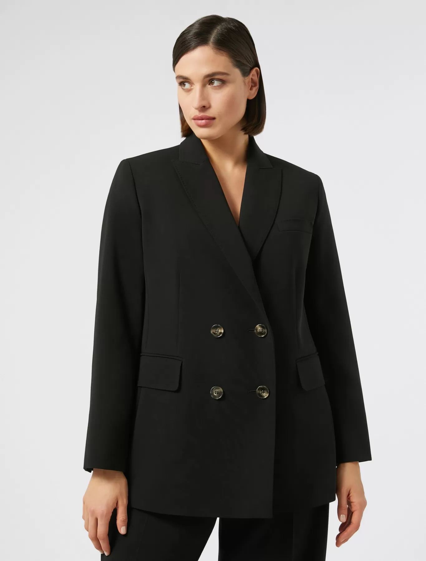 Marina Rinaldi Vestes & Blazers | Vestes & Blazers>Veste blazer à double boutonnage en cady NOIR