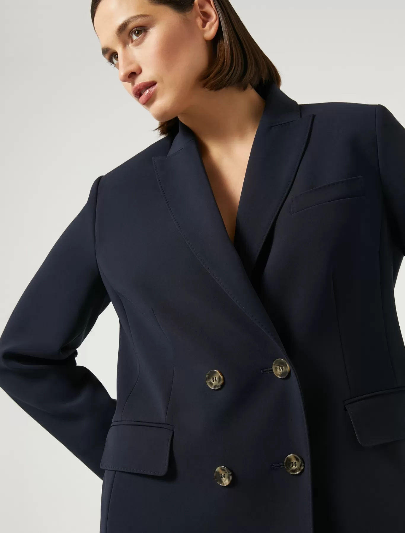 Marina Rinaldi Vestes & Blazers | Vestes & Blazers>Veste blazer à double boutonnage en cady BLEUNUIT