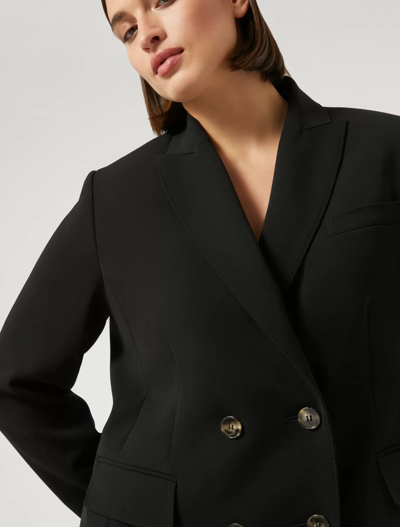 Marina Rinaldi Vestes & Blazers | Vestes & Blazers>Veste blazer à double boutonnage en cady NOIR