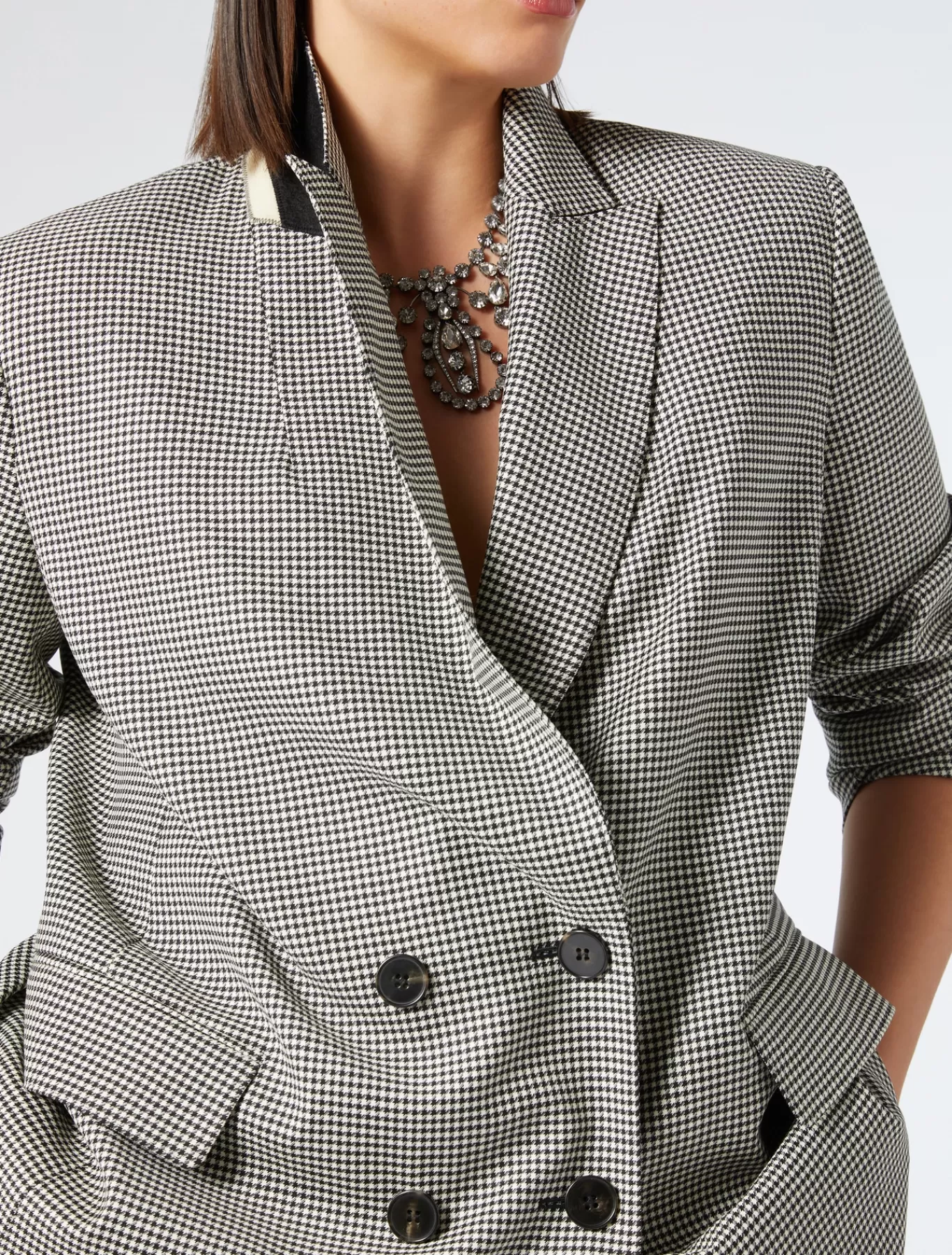 Marina Rinaldi Vestes & Blazers | Vestes & Blazers>Veste blazer en batavia de laine stretch NOIRBLANC