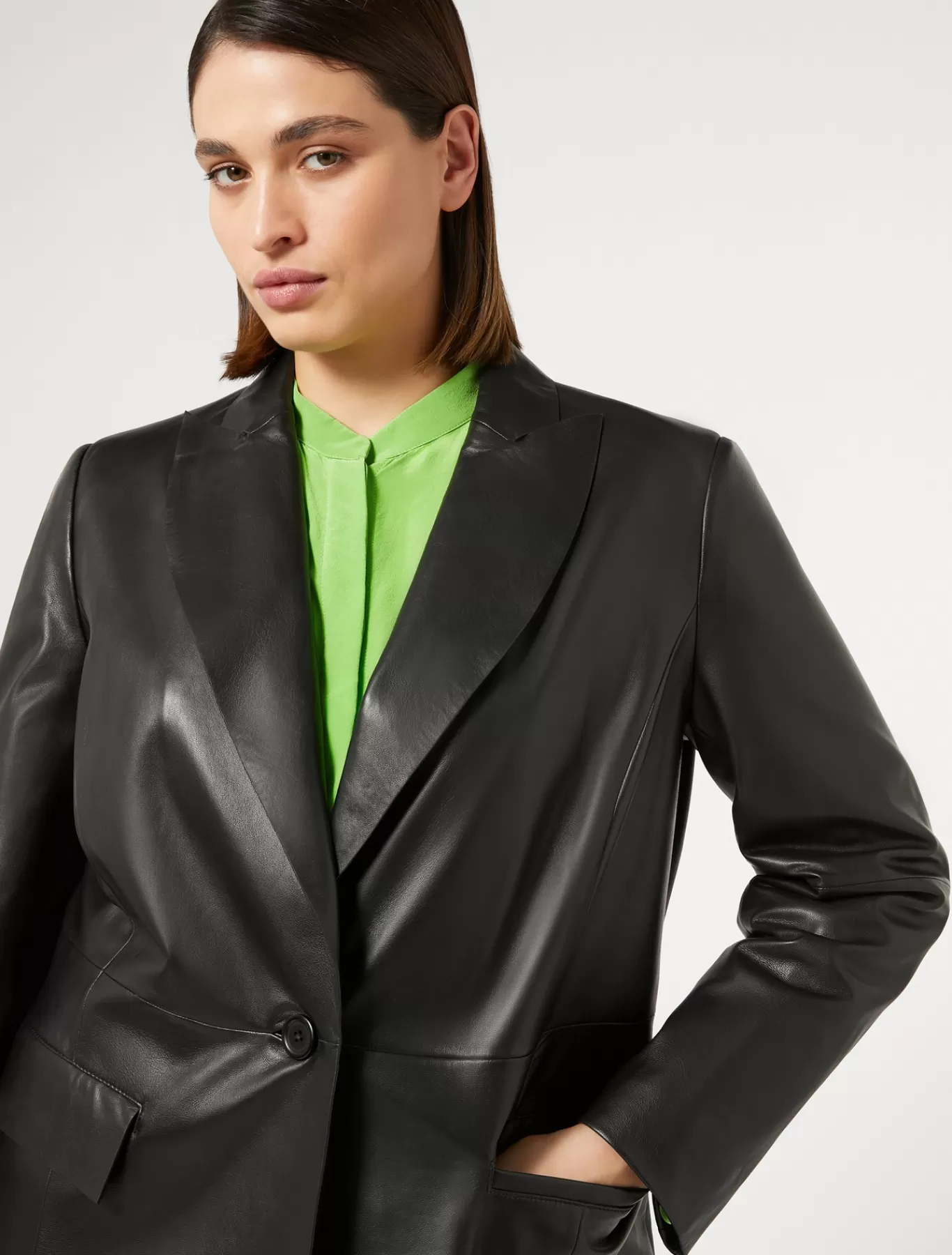 Marina Rinaldi Vestes & Blazers | Vestes & Blazers>Veste blazer en cuir nappa NOIR