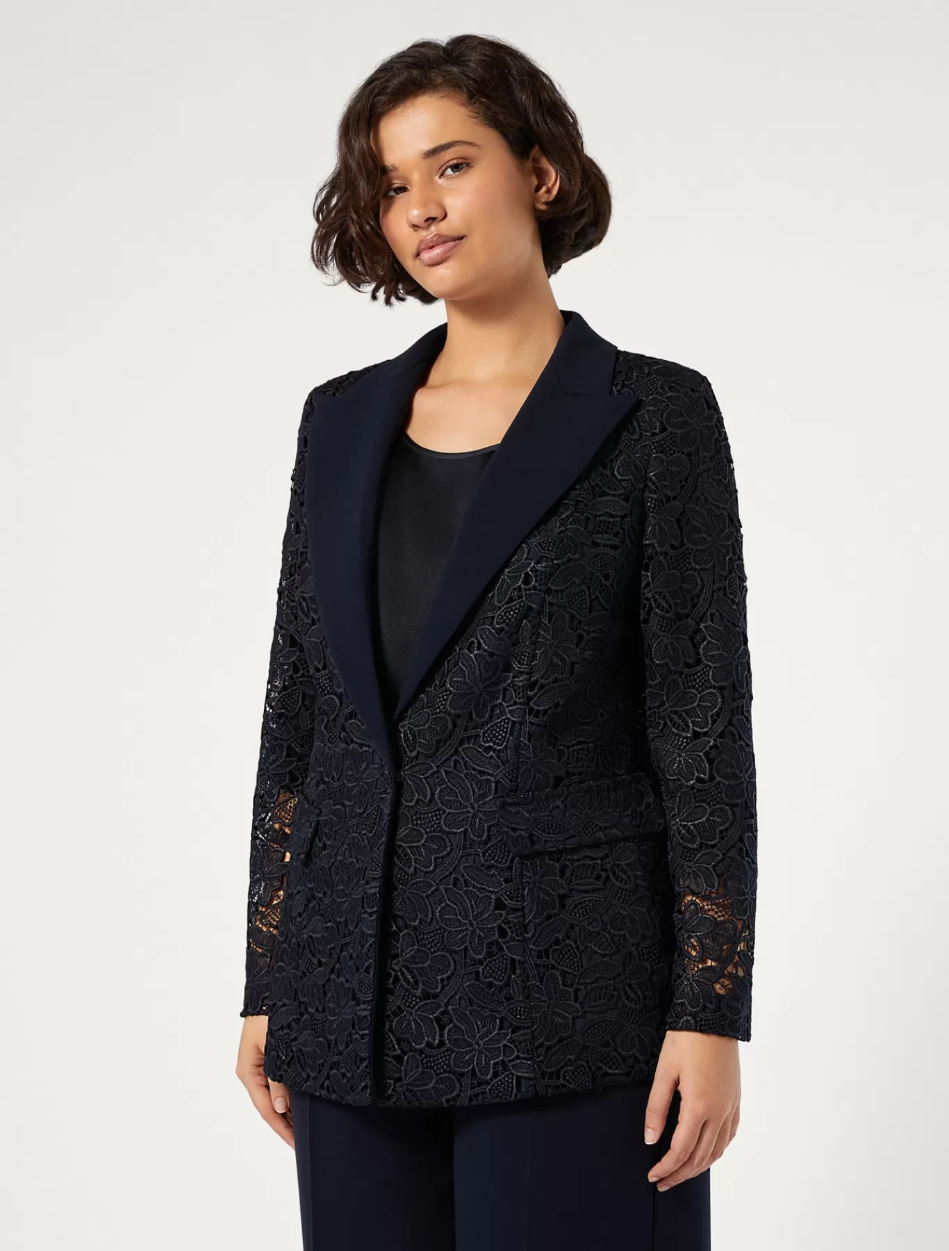 Marina Rinaldi Vestes | Vestes & Blazers>Veste blazer en macramé lamé BLEUNUIT