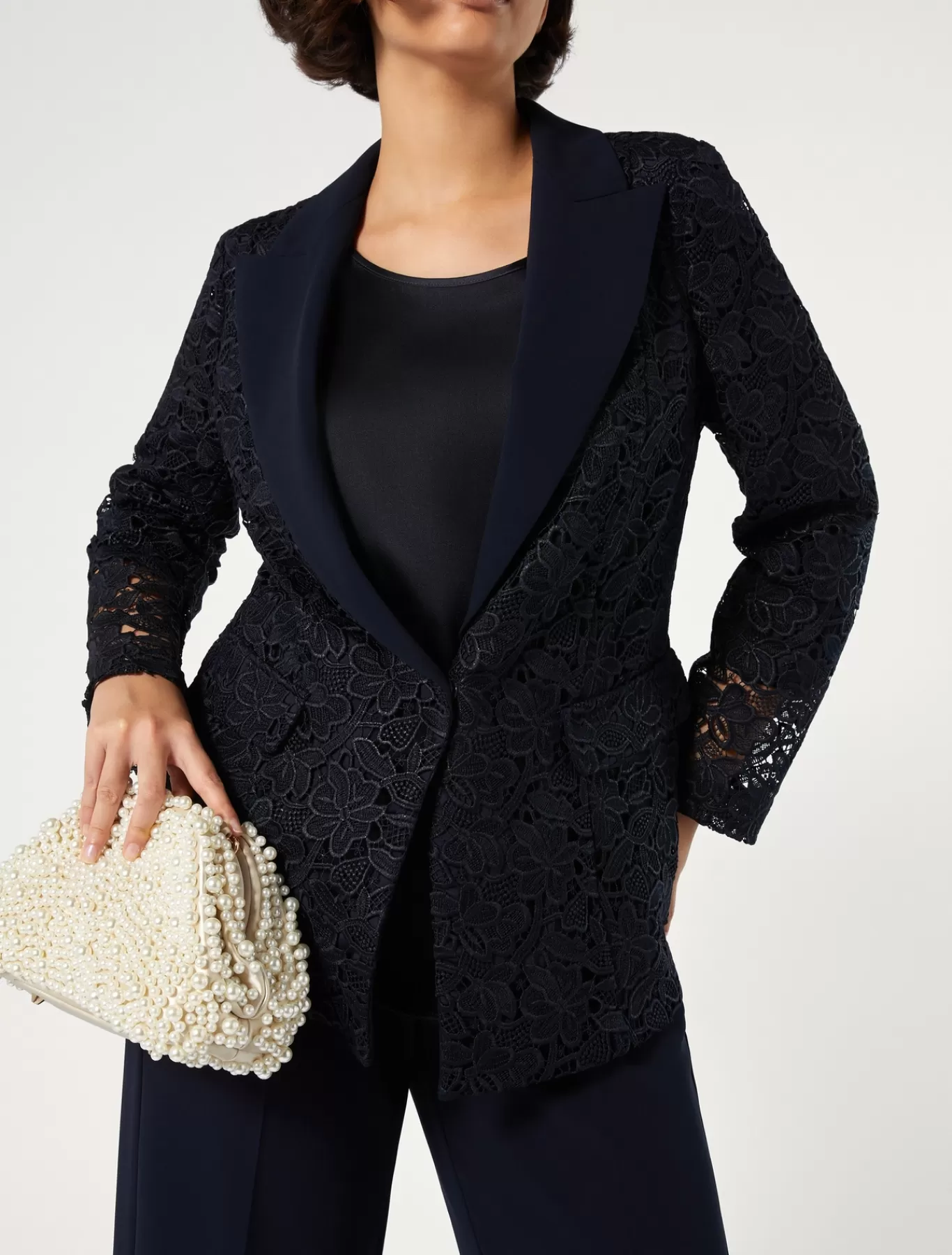 Marina Rinaldi Vestes | Vestes & Blazers>Veste blazer en macramé lamé BLEUNUIT