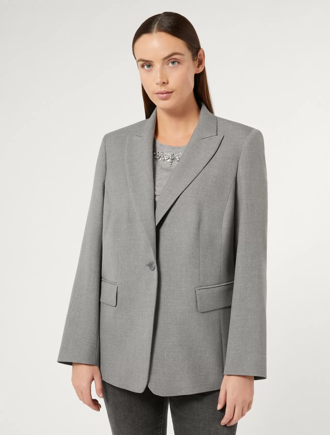 Marina Rinaldi Vestes & Blazers | Vestes & Blazers>Veste blazer en viscose mélangée GRISMOYEN