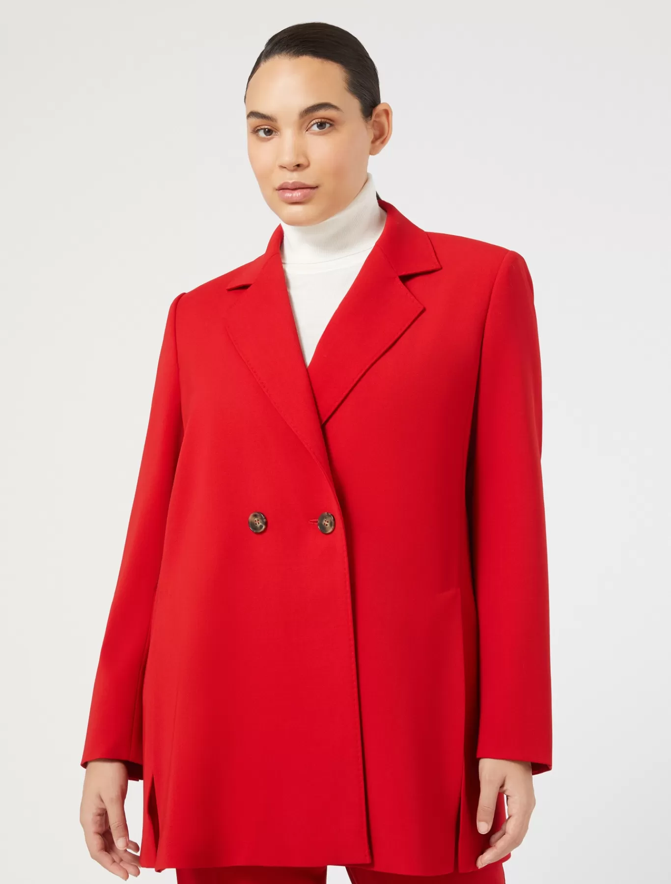 Marina Rinaldi Vestes & Blazers | Vestes & Blazers>Veste en crêpe de satin de laine ROUGE