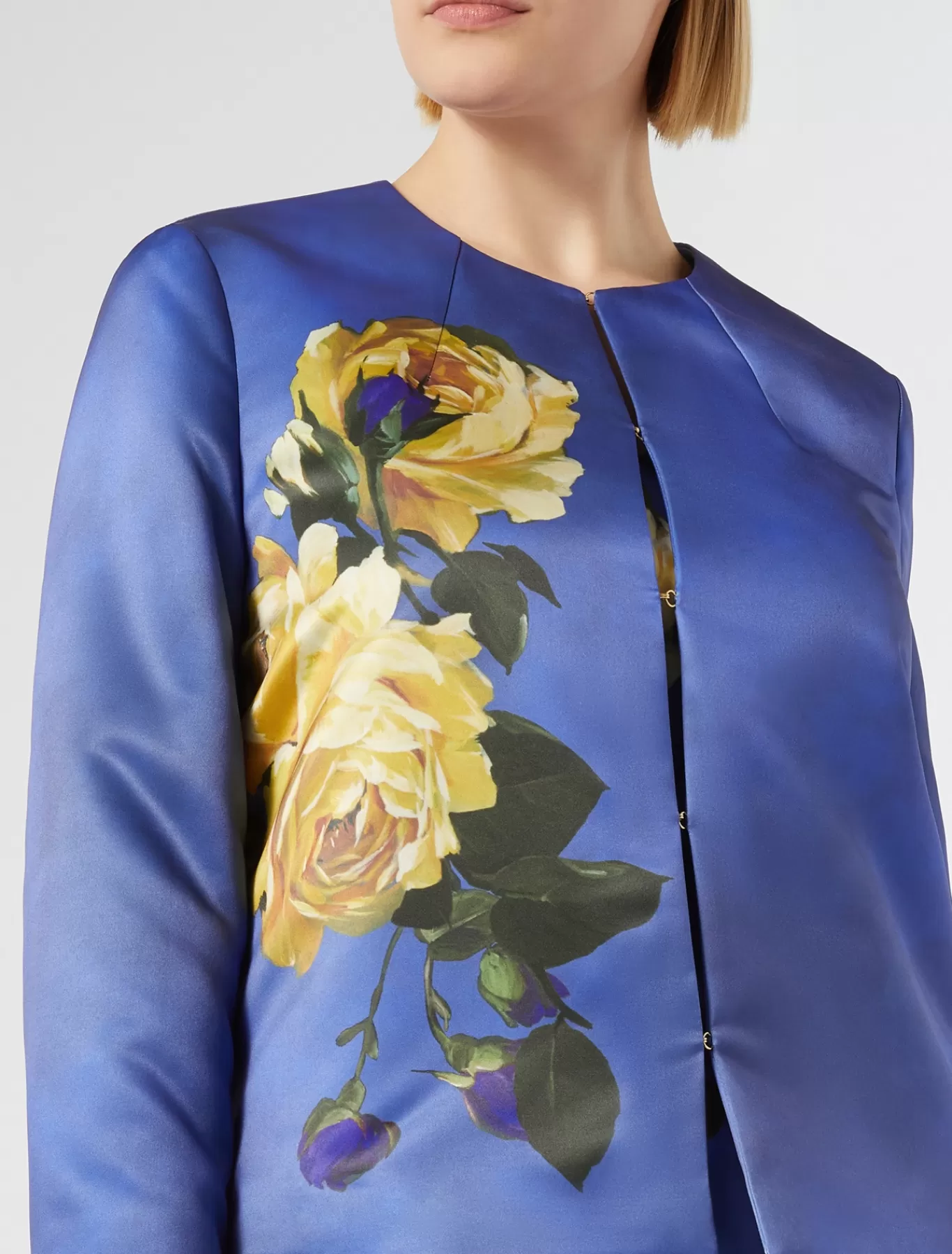 Marina Rinaldi Vestes | Sélection Élégante>Veste en satin duchesse GRISBLEU