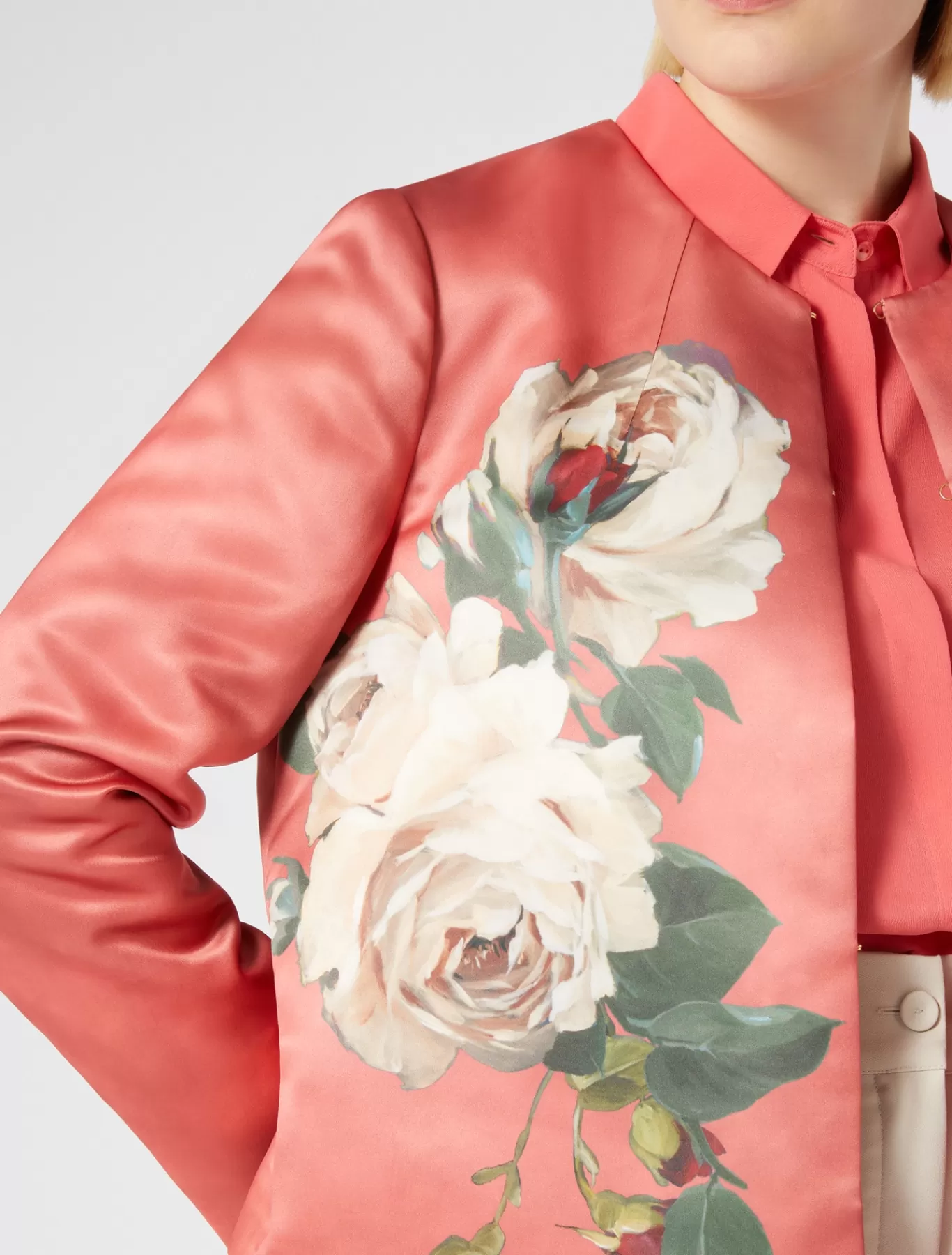 Marina Rinaldi Vestes | Sélection Élégante>Veste en satin duchesse CORAIL