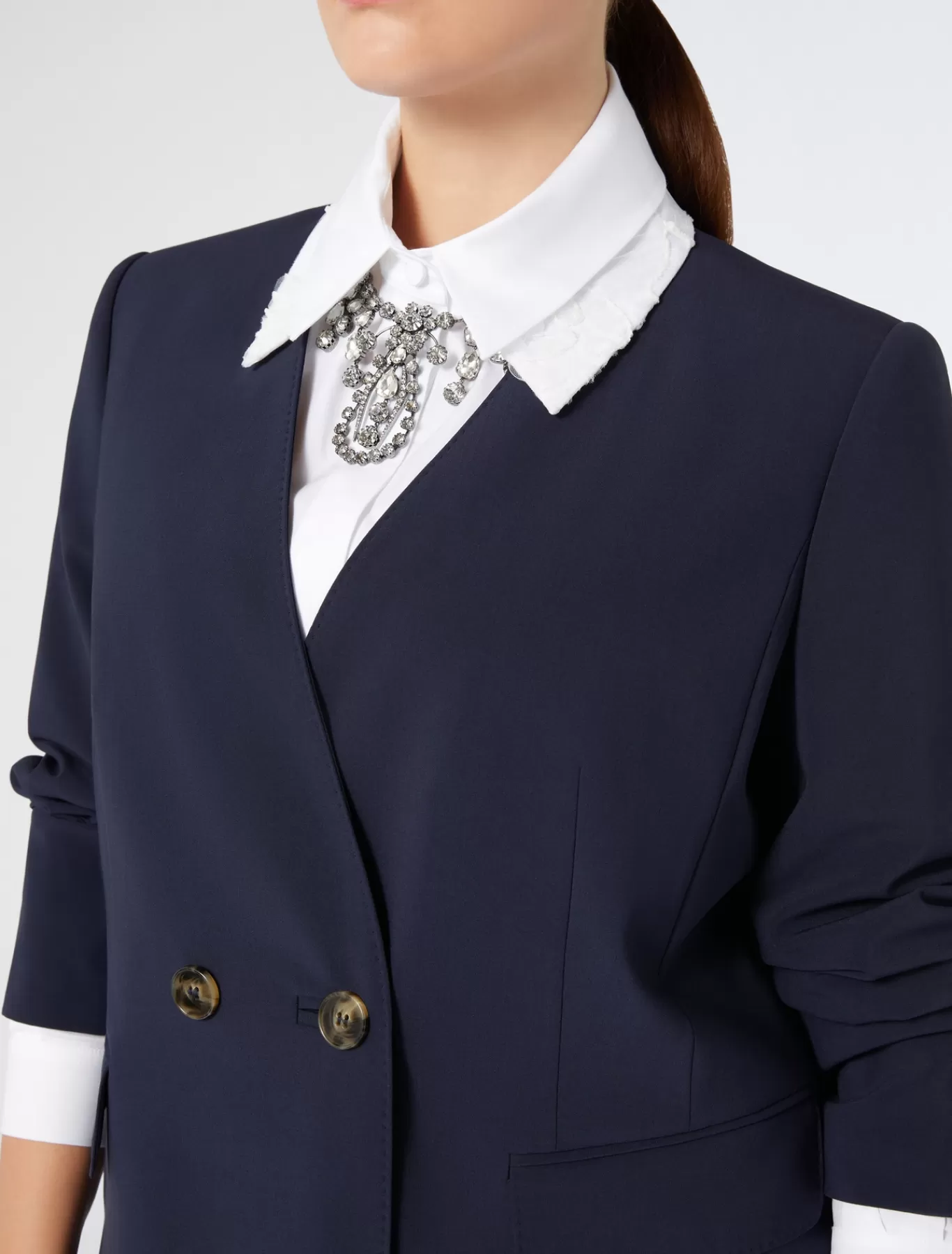 Marina Rinaldi Vestes & Blazers | Vestes & Blazers>Veste en toile de crêpe de laine BLEUNUIT