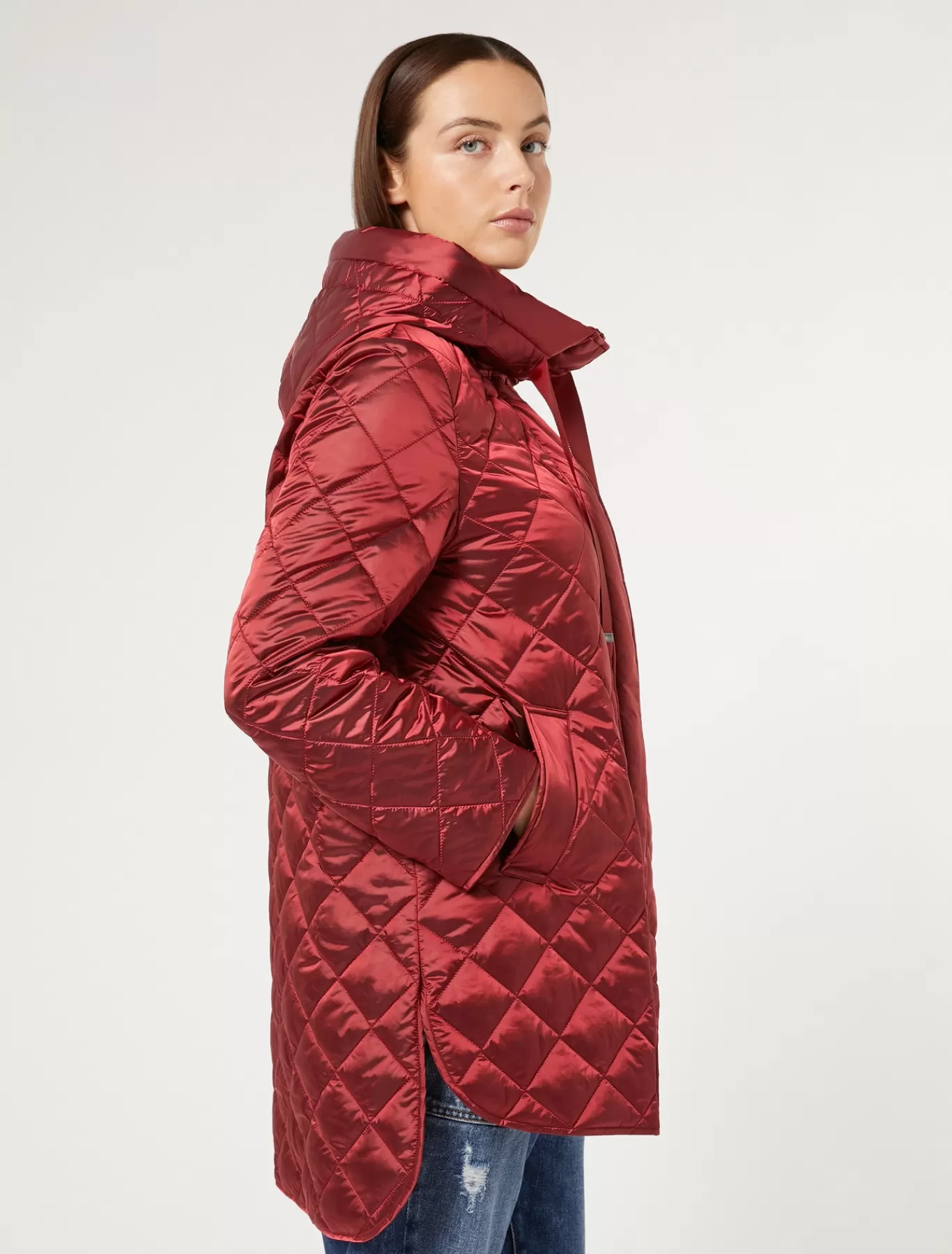 Marina Rinaldi Doudounes | Doudounes>Veste rembourrée en toile irisée ROUGE