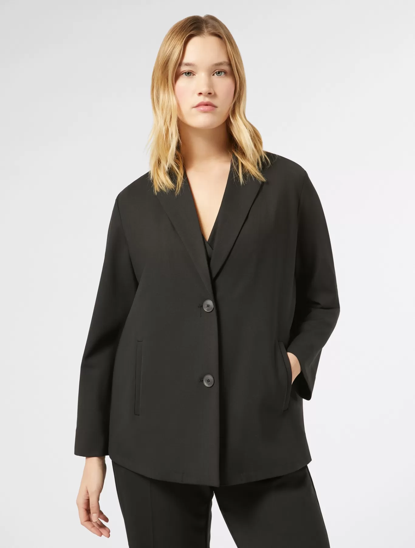 Marina Rinaldi Tuniques, Chemisiers & Blouse | Tuniques, Chemisiers & Blouses>Veste tunique en gabardine de laine NOIR